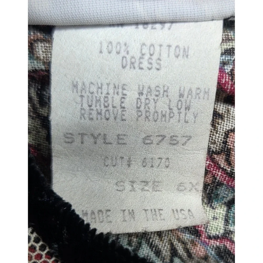 Jayne Copeland True Vintage Girls Floral Lace Collar Dress Sz 6X USA Cottagecore